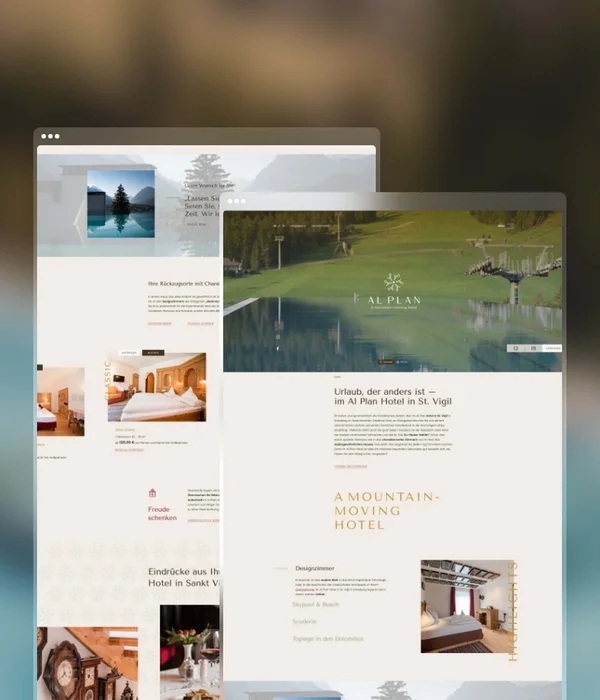 Web page view of Al Plan Hotel with images and information