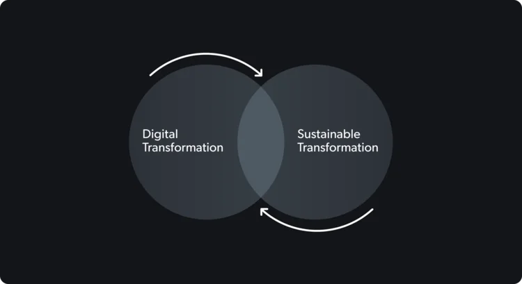 Diagramm zeigt Beziehung zwischen digitaler und nachhaltiger Transformation