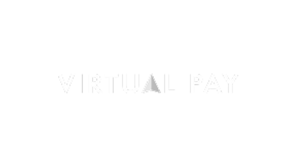 Textlogo Virtual Pay mit Pfeil im Buchstaben A