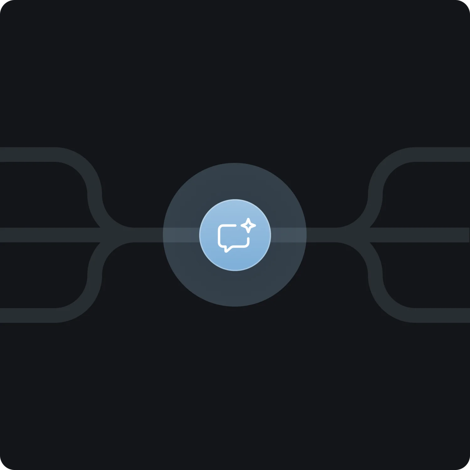 Icon verde con fumetto al centro su sfondo scuro