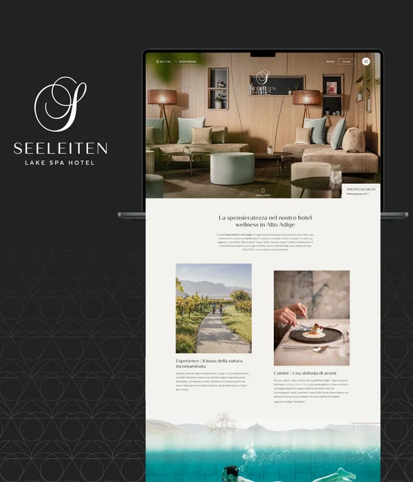 Homepage del sito Seeleiten Lake Spa Hotel con immagini di benessere e natura