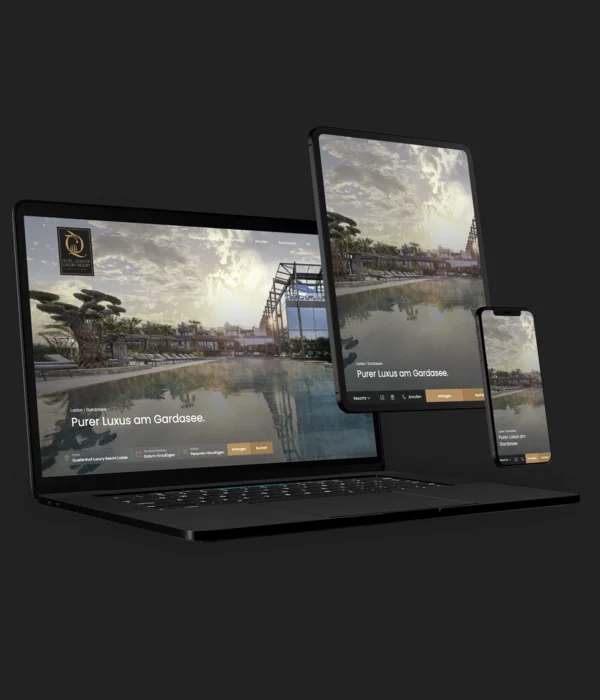 Website für Quellnhof Luxury Resort am Gardasee auf Laptop, Tablet und Handy