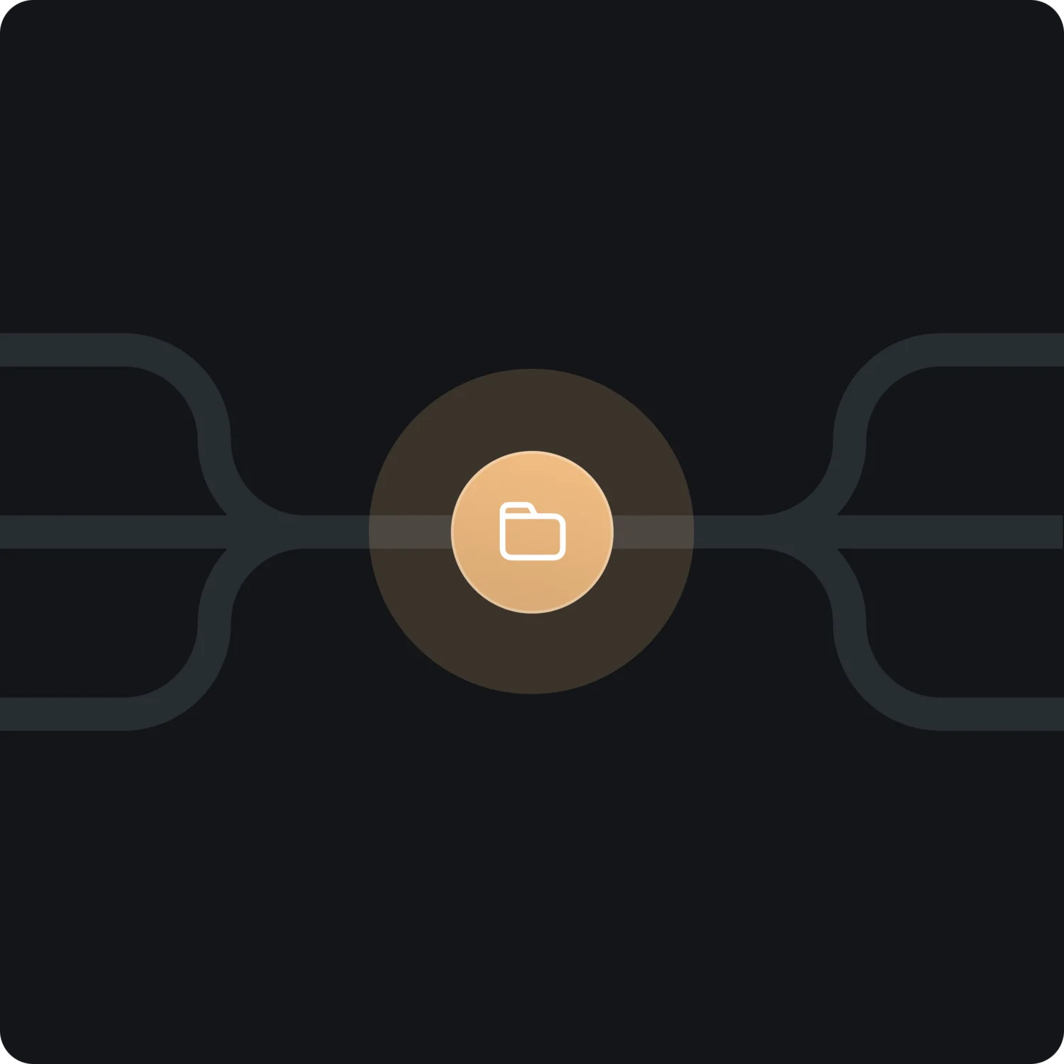 Symbole eines Ordners in einem Netzwerkdiagramm vor schwarzem Hintergrund