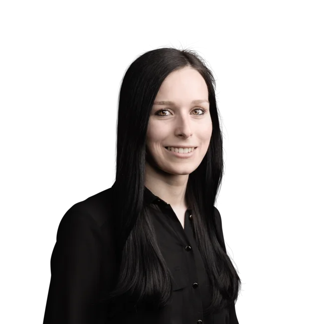 Laura Puntaier Portrait of a smiling young woman with long black hair