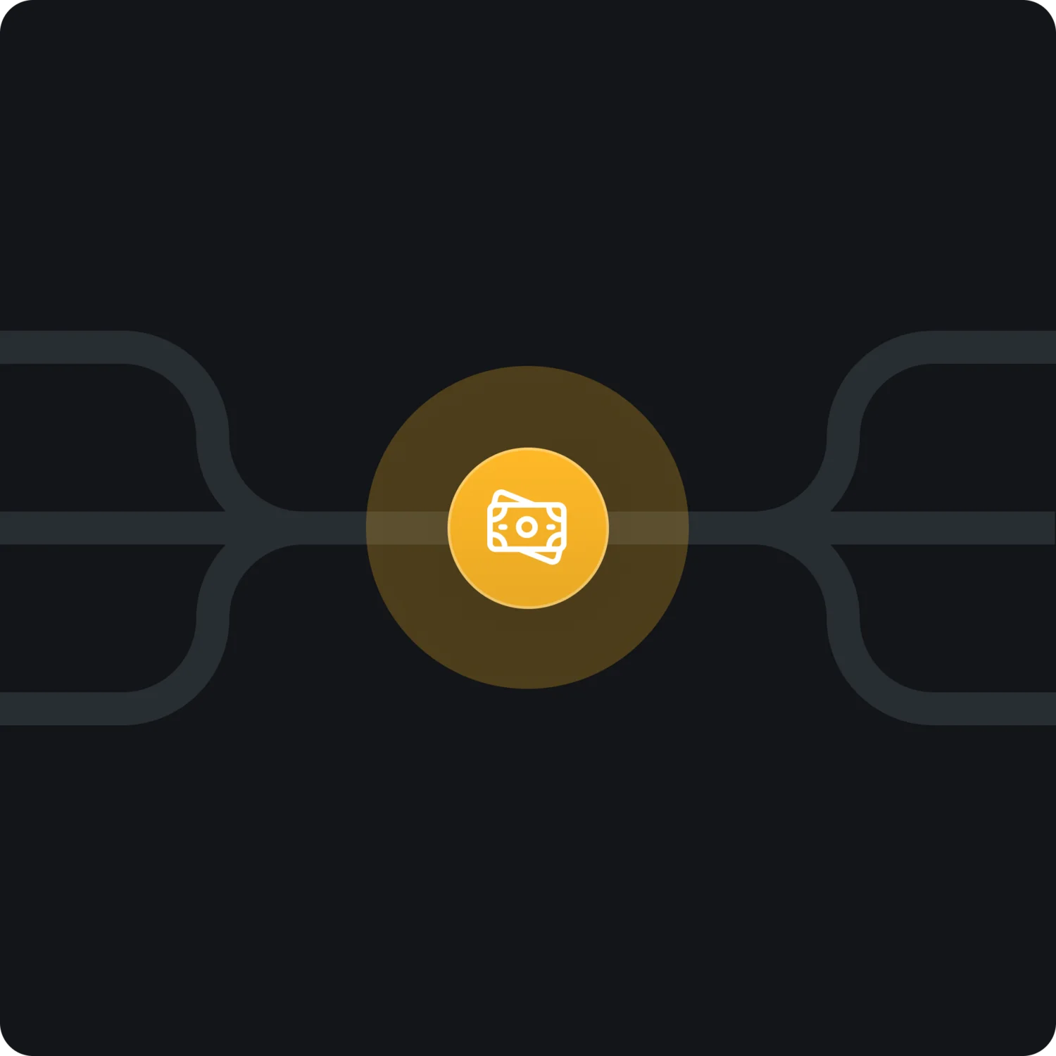 Das komplett automatisierte Revenue Management System mit KI für dynamische Preise. Grafik eines Geldscheinsymbols auf dunkelgrauem Hintergrund mit Anschlusslinien