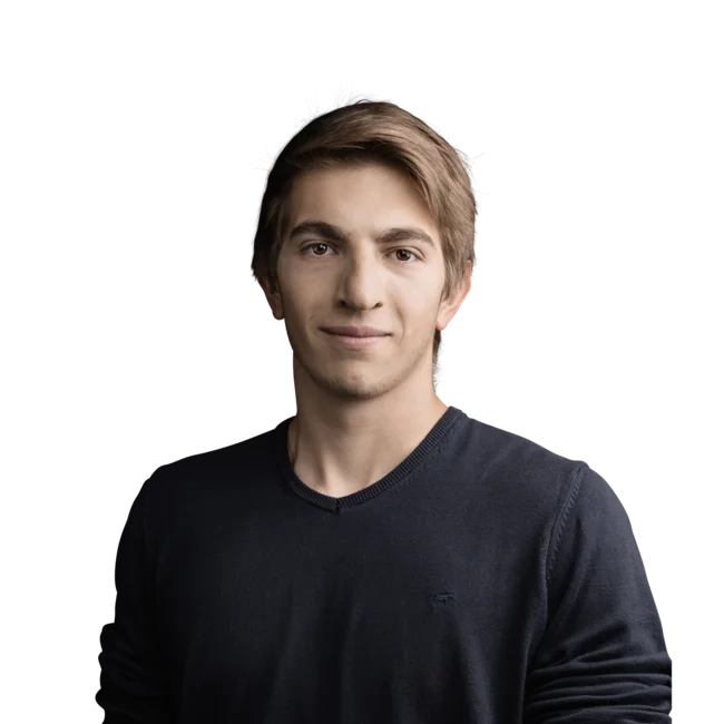 Rafael Steiner Portrait of young man in dark sweater on white background